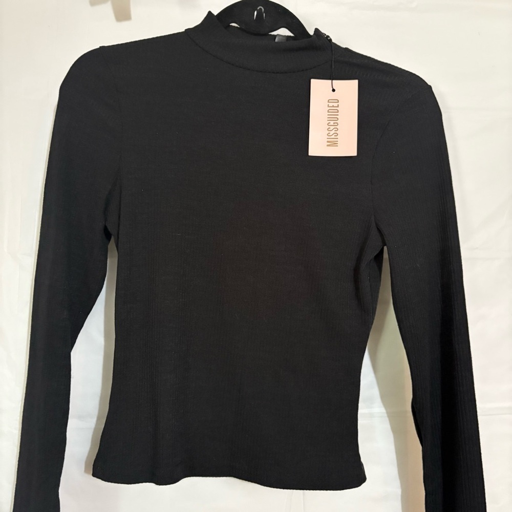 NEW-Missguided Women’s Black Long Sleeve Women's Top SZ 8 - Picture 2 of 6